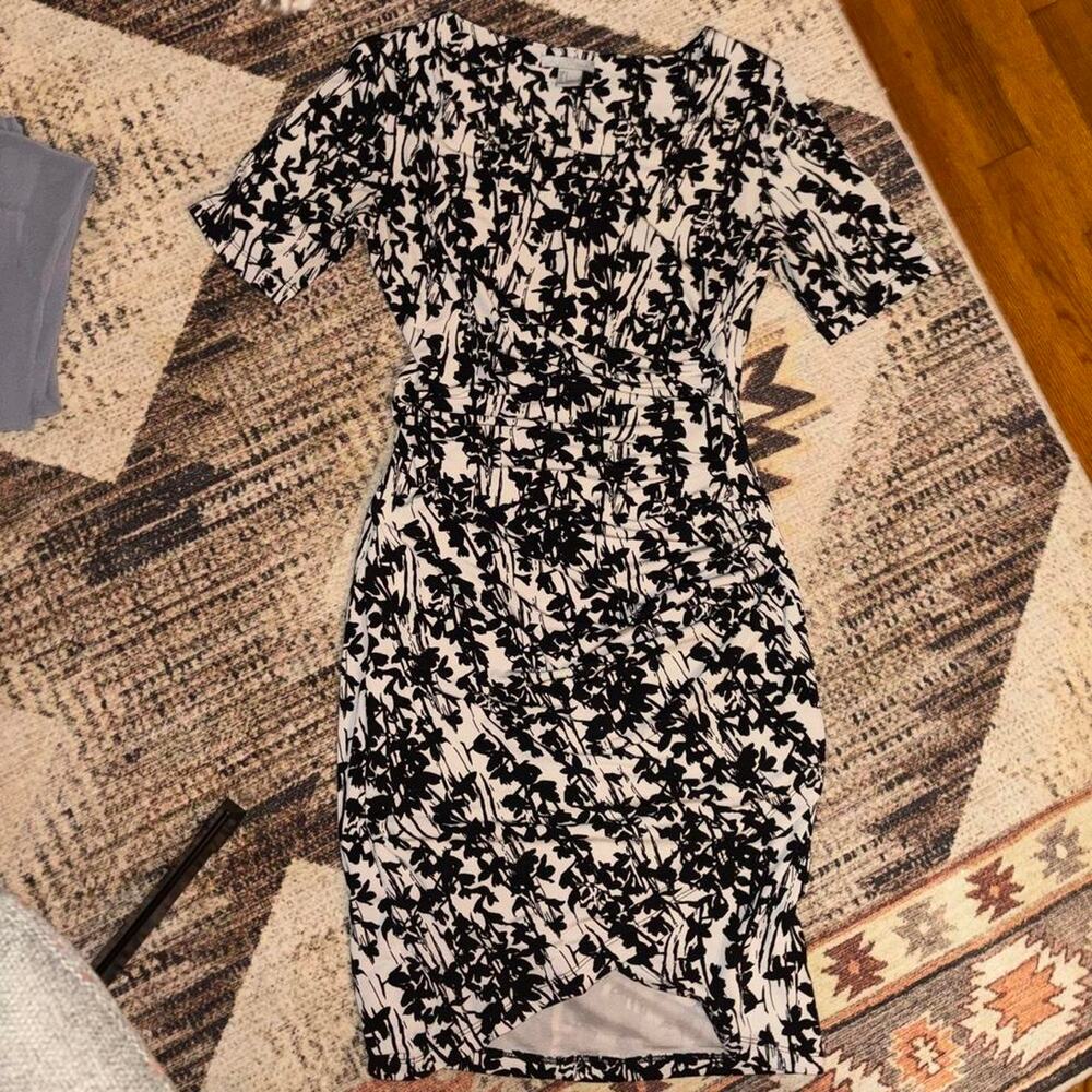 Hm black floral print mini